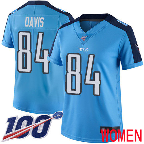 Tennessee Titans Limited Light Blue Women Corey Davis Jersey NFL Football #84 100th Season Rush Vapor Untouchable->women nfl jersey->Women Jersey